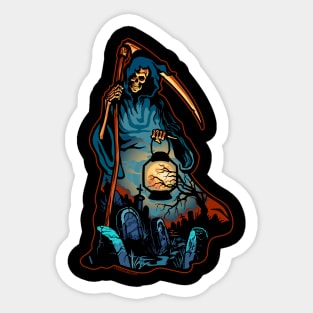 Grim Reaper Graveyard Scene Sticker